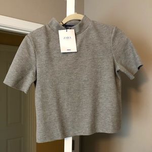 Zara grey soft touch mock neck t-shirt